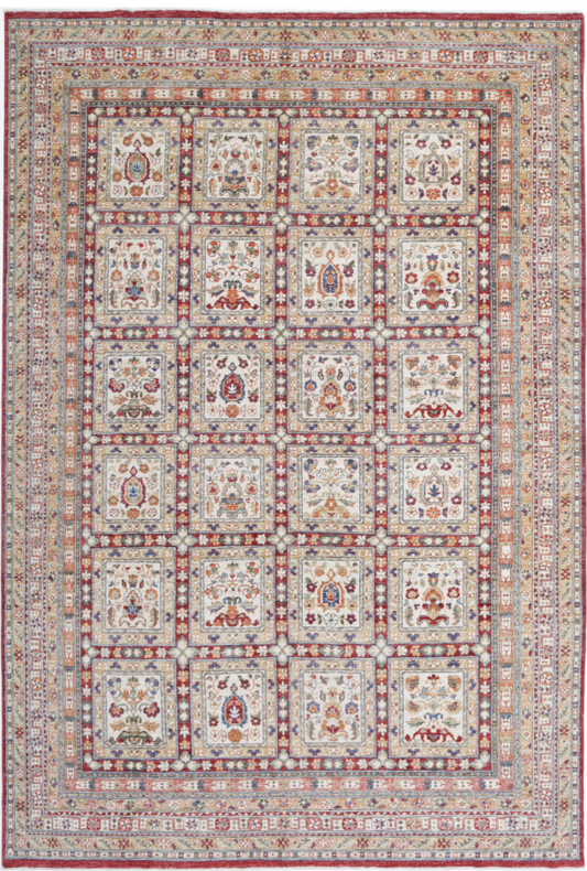 Hand Knotted Bakhtiari Wool Rug - 7' 10" X 11' 5" 7' 10" X 11' 5" (239 X 348) / Red / Wool