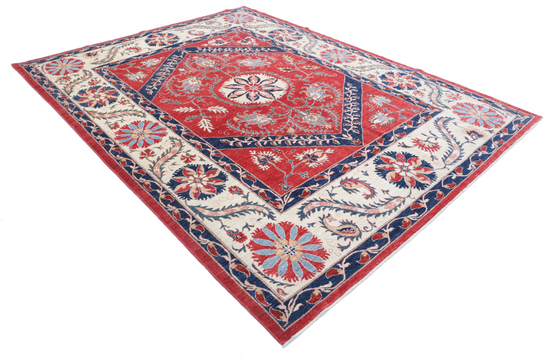 Hand Knotted Suzani Wool Rug - 7' 6" X 10' 0" 7' 6" X 10' 0" (229 X 305) / Red / Wool