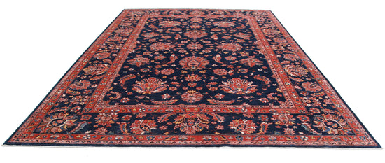 Hand Knotted Ziegler Wool Rug - 9' 11" X 13' 7" 9' 11" X 13' 7" (302 X 414) / Blue / Wool