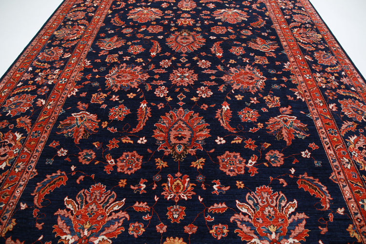 Hand Knotted Ziegler Wool Rug - 9' 11" X 13' 7" 9' 11" X 13' 7" (302 X 414) / Blue / Wool