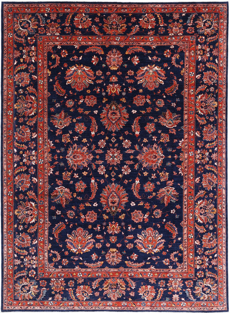 Hand Knotted Ziegler Wool Rug - 9' 11" X 13' 7" 9' 11" X 13' 7" (302 X 414) / Blue / Wool