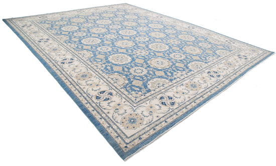 Hand Knotted Ziegler Wool Rug - 13' 3" X 16' 9" 13' 3" X 16' 9" (404 X 511) / Blue / Wool