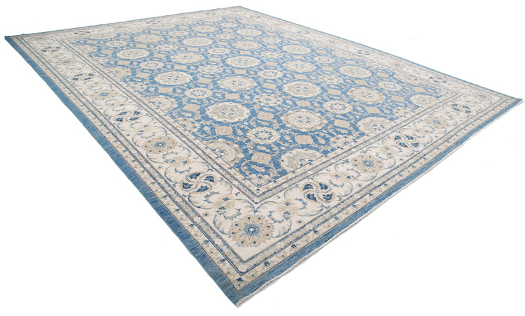 Hand Knotted Ziegler Wool Rug - 13' 3" X 16' 9" 13' 3" X 16' 9" (404 X 511) / Blue / Wool