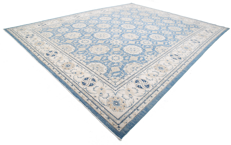 Hand Knotted Ziegler Wool Rug - 13' 3" X 16' 9" 13' 3" X 16' 9" (404 X 511) / Blue / Wool