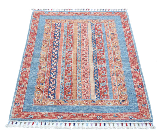 Hand Knotted Shaal Wool Rug - 2' 8" X 3' 11" 2' 8" X 3' 11" (81 X 119) / Multi / Wool