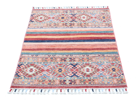 Hand Knotted Khurjeen Wool Rug - 2' 6" X 3' 10" 2' 6" X 3' 10" (76 X 117) / Multi / Wool