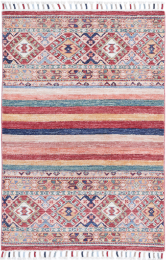 Hand Knotted Khurjeen Wool Rug - 2' 6" X 3' 10" 2' 6" X 3' 10" (76 X 117) / Multi / Wool