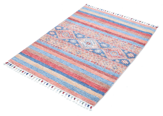 Hand Knotted Khurjeen Wool Rug - 2' 9" X 3' 10" 2' 9" X 3' 10" (84 X 117) / Multi / Wool