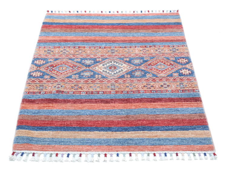 Hand Knotted Khurjeen Wool Rug - 2' 9" X 3' 10" 2' 9" X 3' 10" (84 X 117) / Multi / Wool