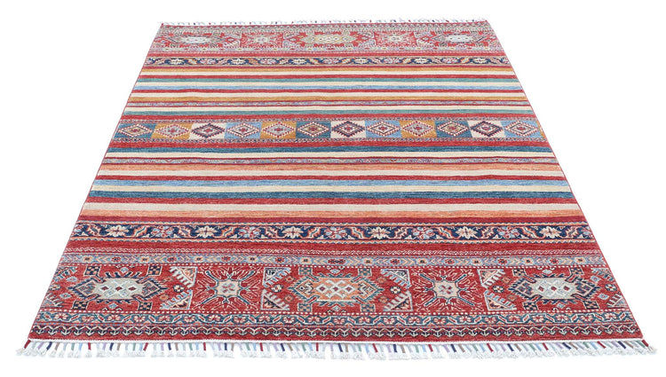 Hand Knotted Khurjeen Wool Rug - 5'2'' x 6'7''