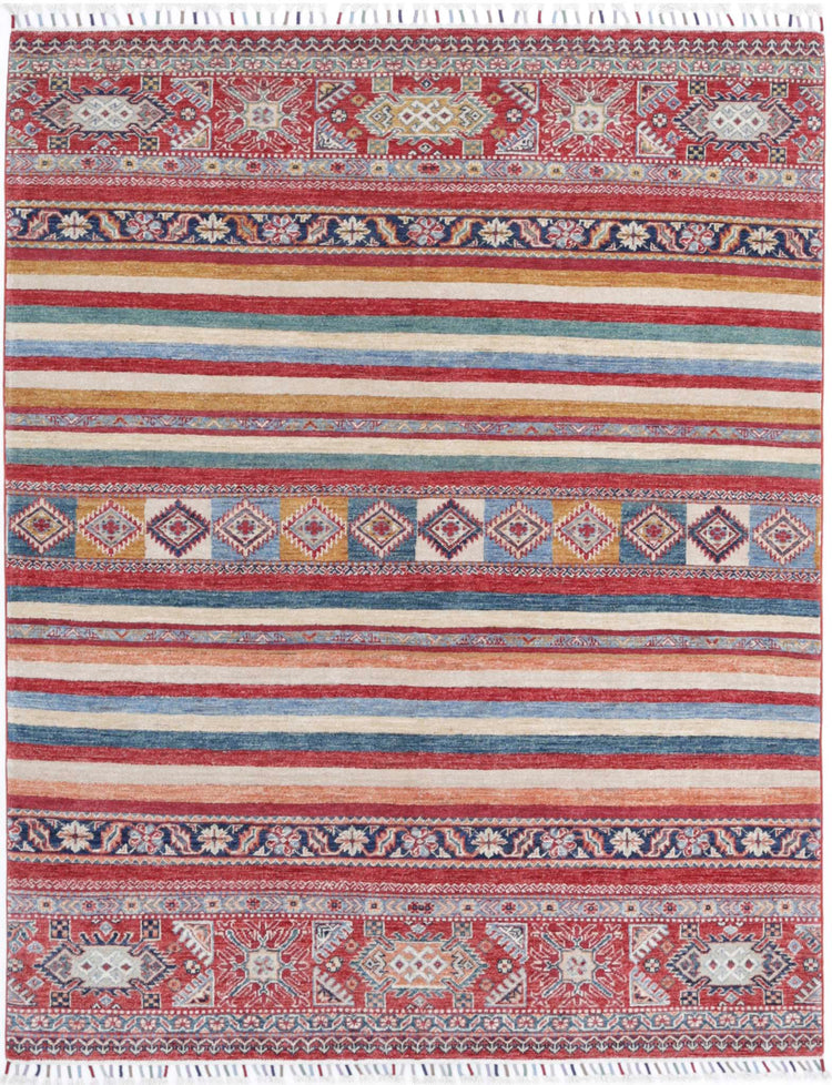 Hand Knotted Khurjeen Wool Rug - 5'2'' x 6'7''