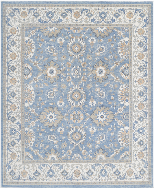 Hand Knotted Ziegler Wool Rug - 8' 2" X 9' 10" 8' 2" X 9' 10" (249 X 300) / Blue / Wool