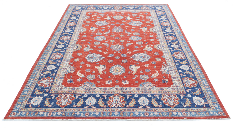 Hand Knotted Ziegler Wool Rug - 6' 4" X 9' 5" 6' 4" X 9' 5" (193 X 287) / Red / Wool