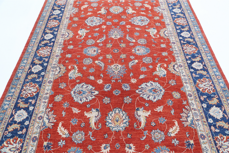 Hand Knotted Ziegler Wool Rug - 6' 4" X 9' 5" 6' 4" X 9' 5" (193 X 287) / Red / Wool