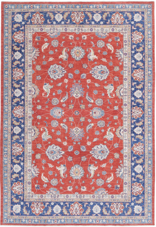 Hand Knotted Ziegler Wool Rug - 6' 4" X 9' 5" 6' 4" X 9' 5" (193 X 287) / Red / Wool