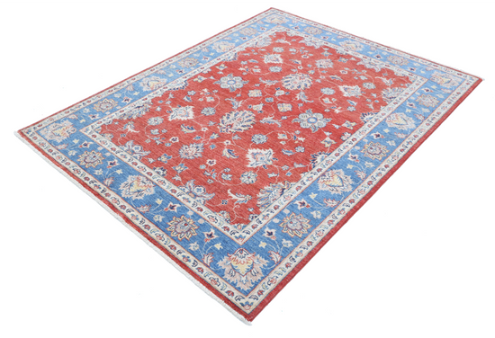 Hand Knotted Ziegler Wool Rug - 4' 10" X 6' 5" 4' 10" X 6' 5" (147 X 196) / Red / Wool