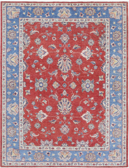 Hand Knotted Ziegler Wool Rug - 4' 10" X 6' 5" 4' 10" X 6' 5" (147 X 196) / Red / Wool