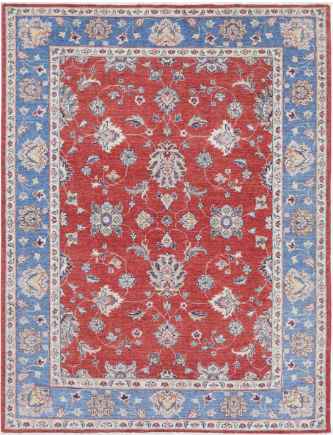 Hand Knotted Ziegler Wool Rug - 4' 10" X 6' 5" 4' 10" X 6' 5" (147 X 196) / Red / Wool