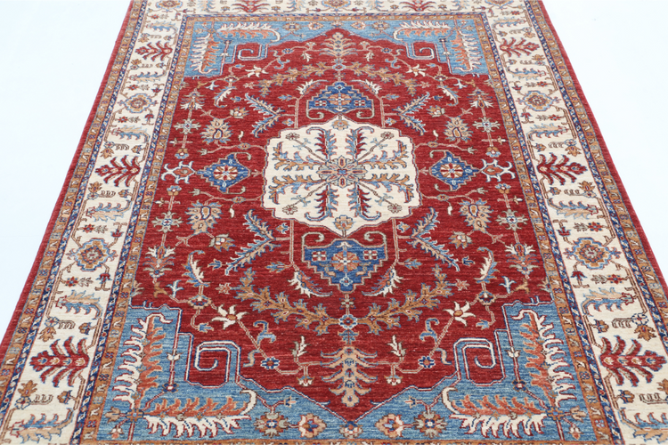 Hand Knotted Heriz Wool Rug - 4' 9" X 6' 5" 4' 9" X 6' 5" (145 X 196) / Red / Wool