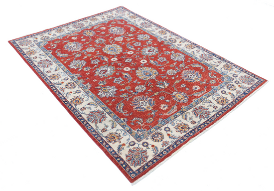 Hand Knotted Ziegler Wool Rug - 4' 8" X 6' 3" 4' 8" X 6' 3" (142 X 191) / Red / Wool