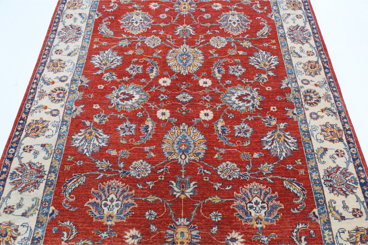 Hand Knotted Ziegler Wool Rug - 4' 8" X 6' 3" 4' 8" X 6' 3" (142 X 191) / Red / Wool