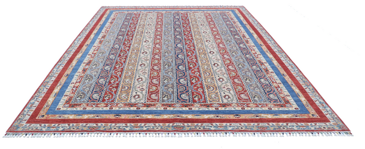 Hand Knotted Shaal Wool Rug - 8' 11" X 11' 7" 8' 11" X 11' 7" (272 X 353) / Red / Wool