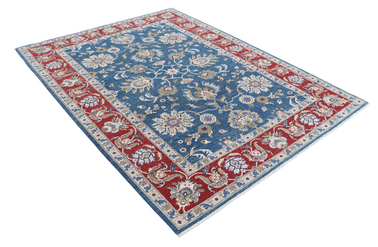 Hand Knotted Ziegler Wool Rug - 5' 10" X 7' 9" 5' 10" X 7' 9" (178 X 236) / Blue / Wool