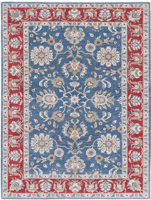 Hand Knotted Ziegler Wool Rug - 5' 10" X 7' 9" 5' 10" X 7' 9" (178 X 236) / Blue / Wool