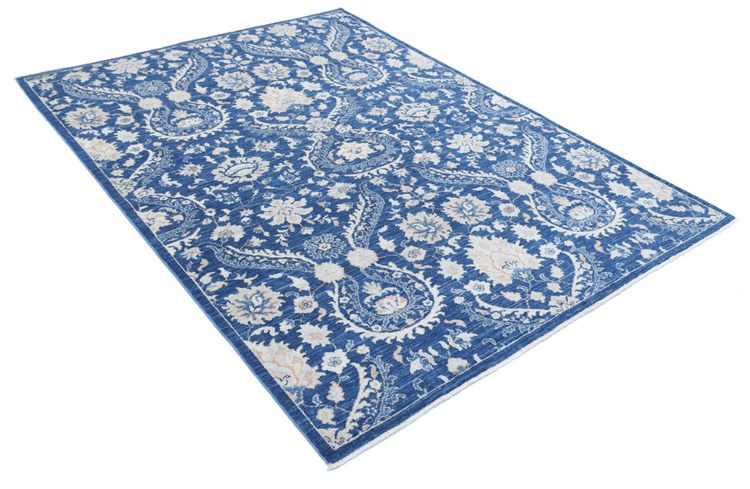 Hand Knotted Artemix Wool Rug - 5' 7" X 7' 8" 5' 7" X 7' 8" (170 X 234) / Blue / Wool