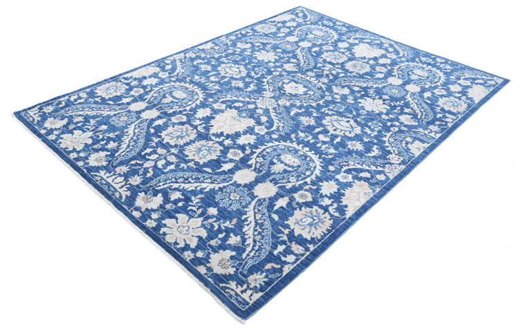 Hand Knotted Artemix Wool Rug - 5' 7" X 7' 8" 5' 7" X 7' 8" (170 X 234) / Blue / Wool