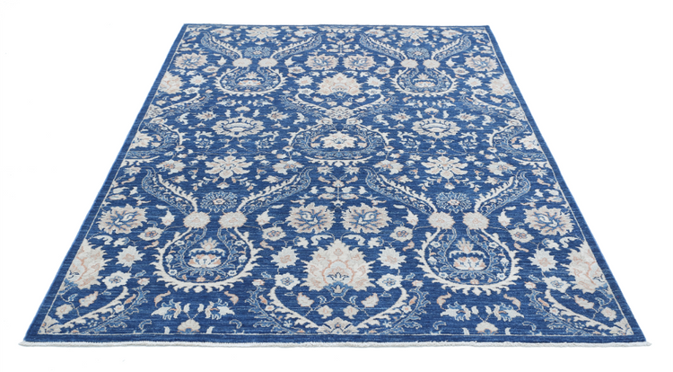 Hand Knotted Artemix Wool Rug - 5' 7" X 7' 8" 5' 7" X 7' 8" (170 X 234) / Blue / Wool