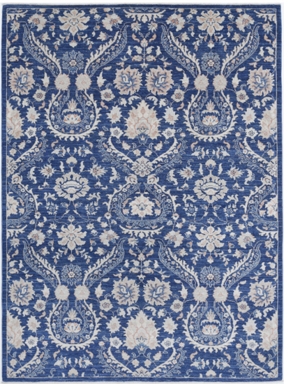 Hand Knotted Artemix Wool Rug - 5' 7" X 7' 8" 5' 7" X 7' 8" (170 X 234) / Blue / Wool