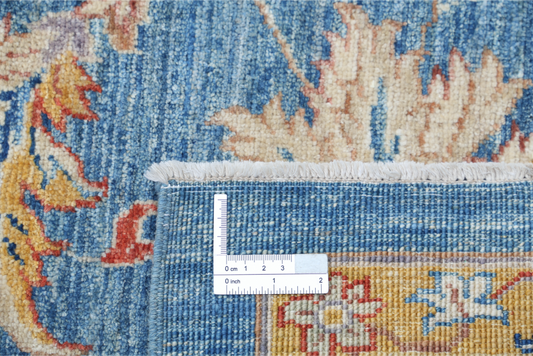 Hand Knotted Ziegler Wool Rug - 6' 7" X 10' 1" 6' 7" X 10' 1" (201 X 307) / Blue / Wool