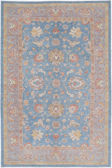 Hand Knotted Ziegler Wool Rug - 6' 7" X 10' 1" 6' 7" X 10' 1" (201 X 307) / Blue / Wool