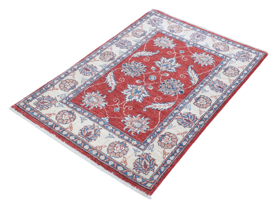 Hand Knotted Ziegler Wool Rug - 2' 8" X 3' 10" 2' 8" X 3' 10" (81 X 117) / Red / Wool