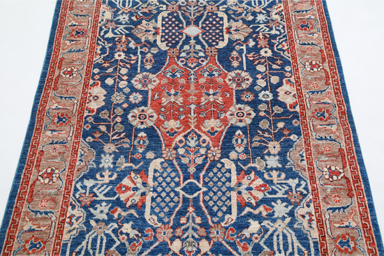 Hand Knotted Ziegler Wool Rug - 4' 0" X 5' 9" 4' 0" X 5' 9" (122 X 175) / Blue / Wool