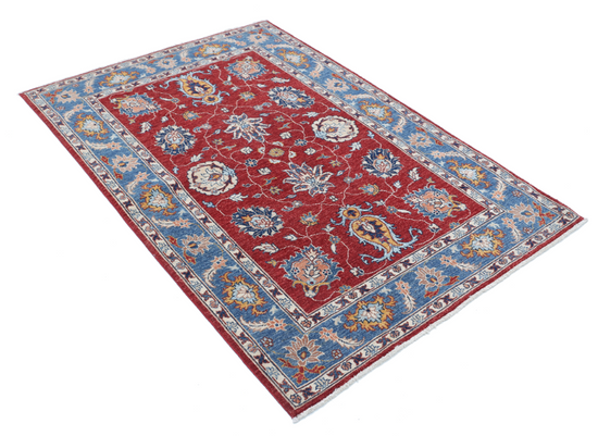 Hand Knotted Ziegler Wool Rug - 4' 0" X 5' 10" 4' 0" X 5' 10" (122 X 178) / Red / Wool