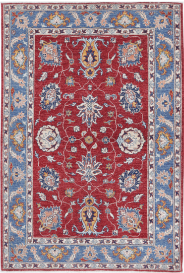 Hand Knotted Ziegler Wool Rug - 4' 0" X 5' 10" 4' 0" X 5' 10" (122 X 178) / Red / Wool