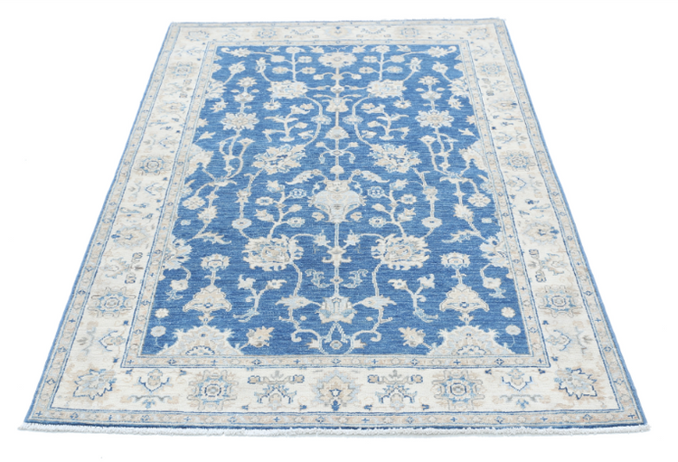 Hand Knotted Ziegler Wool Rug - 3' 10" X 6' 0" 3' 10" X 6' 0" (117 X 183) / Blue / Wool