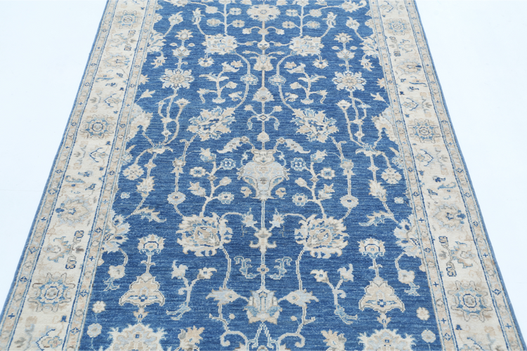 Hand Knotted Ziegler Wool Rug - 3' 10" X 6' 0" 3' 10" X 6' 0" (117 X 183) / Blue / Wool