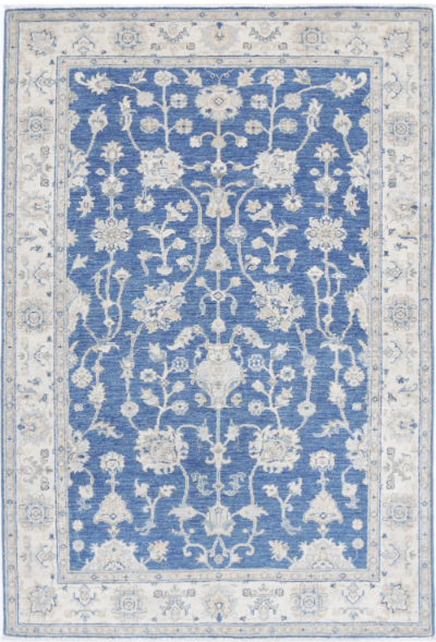 Hand Knotted Ziegler Wool Rug - 3' 10" X 6' 0" 3' 10" X 6' 0" (117 X 183) / Blue / Wool