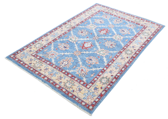 Hand Knotted Ziegler Wool Rug - 3' 10" X 6' 0" 3' 10" X 6' 0" (117 X 183) / Blue / Wool