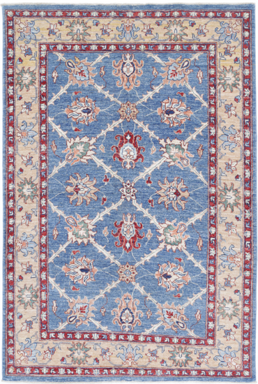 Hand Knotted Ziegler Wool Rug - 3' 10" X 6' 0" 3' 10" X 6' 0" (117 X 183) / Blue / Wool