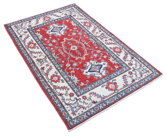 Hand Knotted Ziegler Wool Rug - 3' 2" X 4' 9" 3' 2" X 4' 9" (97 X 145) / Red / Wool