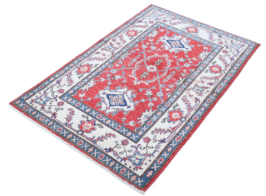 Hand Knotted Ziegler Wool Rug - 3' 2" X 4' 9" 3' 2" X 4' 9" (97 X 145) / Red / Wool