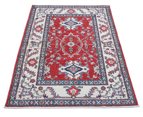 Hand Knotted Ziegler Wool Rug - 3' 2" X 4' 9" 3' 2" X 4' 9" (97 X 145) / Red / Wool