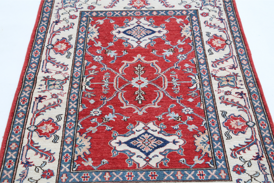 Hand Knotted Ziegler Wool Rug - 3' 2" X 4' 9" 3' 2" X 4' 9" (97 X 145) / Red / Wool