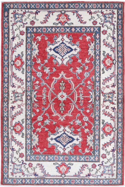 Hand Knotted Ziegler Wool Rug - 3' 2" X 4' 9" 3' 2" X 4' 9" (97 X 145) / Red / Wool