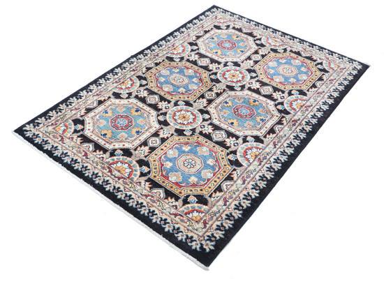 Hand Knotted Ziegler Wool Rug - 3' 3" X 4' 8" 3' 3" X 4' 8" (99 X 142) / Black / Wool