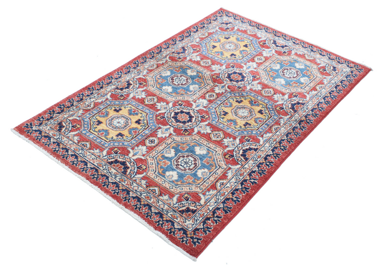 Hand Knotted Ziegler Wool Rug - 3' 2" X 4' 10" 3' 2" X 4' 10" (97 X 147) / Red / Wool